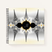 Monogrammed Abstract Silver Fractal Notitieboek (Voorkant)