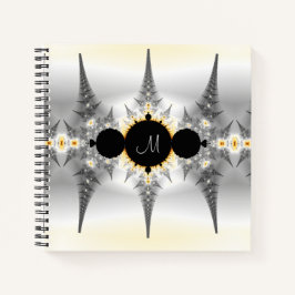 Monogrammed Abstract Silver Fractal Notitieboek