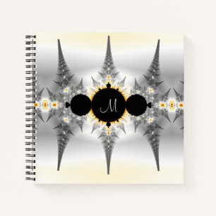 Monogrammed Abstract Silver Fractal Notitieboek