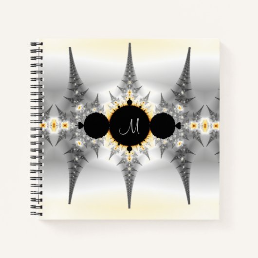 Monogrammed Abstract Silver Fractal Notitieboek (Voorkant)
