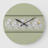 Monogrammed Abstract Spring Bloom Geel Grijs Grote Klok (Voorkant)