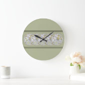 Monogrammed Abstract Spring Bloom Geel Grijs Grote Klok (Huis)