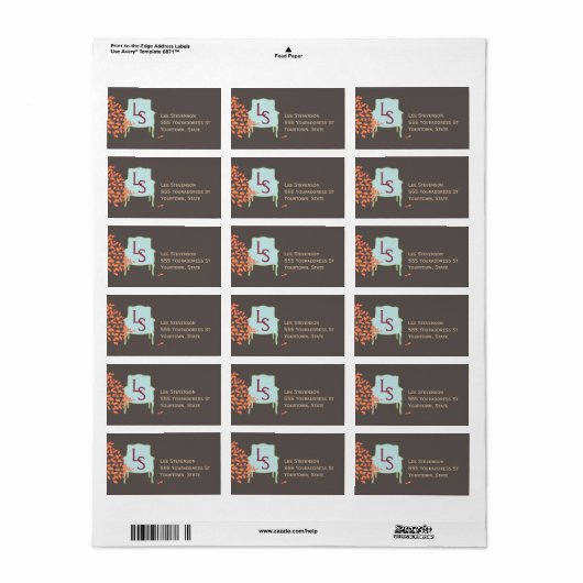 Monogrammed Adresetiketten van de Franse voorzitte Etiket (Full Sheet)