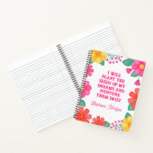 Monogrammed Affirmatie Roze Sinaasappel Geel Bloem Notitieboek (Binnen)
