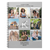 Monogrammed Afstuderen Citaat 8 Foto Collage Gray Notitieboek (Voorkant)