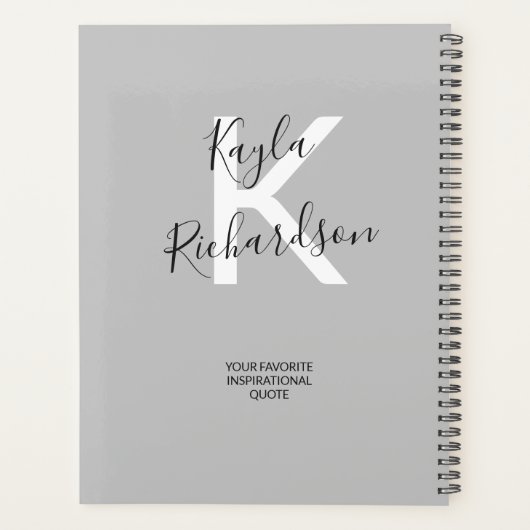 Monogrammed Afstuderen Citaat 8 Foto Collage Gray Planner (Achterkant)