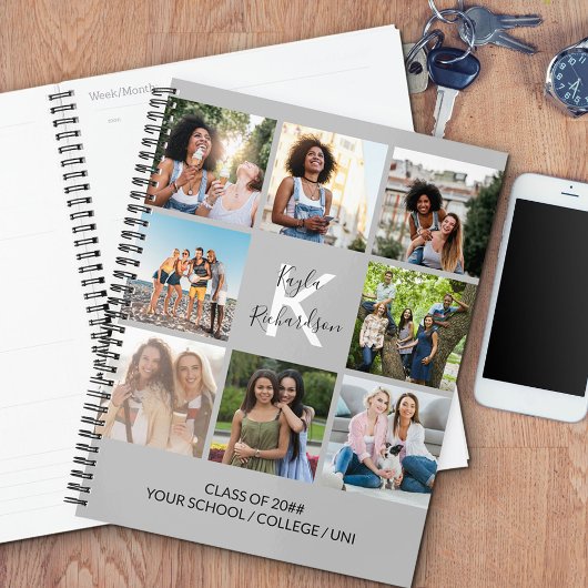 Monogrammed Afstuderen Citaat 8 Foto Collage Gray Planner