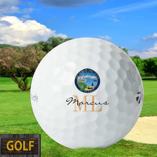 Monogrammed Alaska Flag & Alaska, Verenigde Staten Golfballen