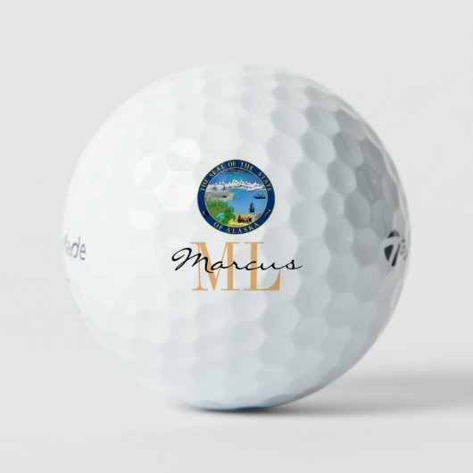 Monogrammed Alaska Flag & Alaska, Verenigde Staten Golfballen (Voorkant)