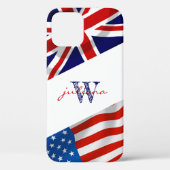 Monogrammed Amerikaanse Britse vlaggen Patriottisc Case-Mate iPhone Case (Achterkant)