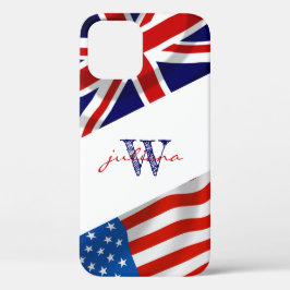 Monogrammed Amerikaanse Britse vlaggen Patriottisc Case-Mate iPhone Case