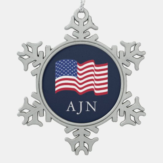 Monogrammed Amerikaanse vlag Ornament (Voorkant)
