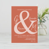 Monogrammed Ampersand Terracotta Brown Wedding Kaart (Staand voorkant)