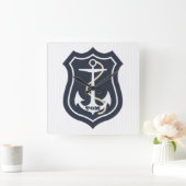 Monogrammed Anchor en Rope Vierkante Klok (Huis)