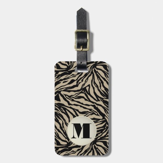 Monogrammed Animal Print Bagagelabel (Voorkant verticaal)