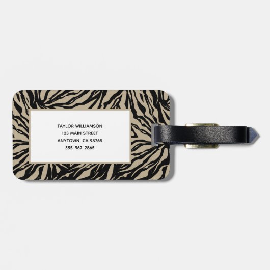 Monogrammed Animal Print Bagagelabel (Achterkant horizontaal)