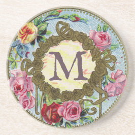Monogrammed Antiek Floral Zandsteen Onderzetter