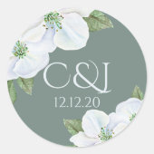 Monogrammed Apple Blossom Wedding Ronde Sticker (Voorkant)