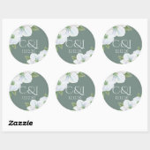 Monogrammed Apple Blossom Wedding Ronde Sticker (Vel)