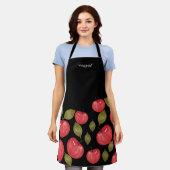 Monogrammed Apple Pattern Waterverf Hand-schilderd Schort (Gedragen)