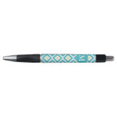 Monogrammed Aqua and Yellow Ikat Pattern Pen (Voorkant)