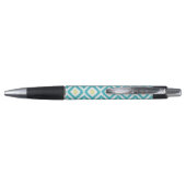 Monogrammed Aqua and Yellow Ikat Pattern Pen (Achterkant)