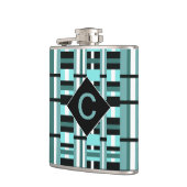 Monogrammed Aqua & Black Pset Heupfles (Links)