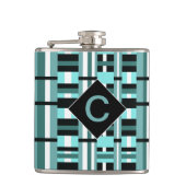 Monogrammed Aqua & Black Pset Heupfles (Voorkant)