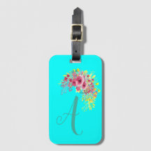 Monogrammed Aqua blue/Blauwgroen en floraal