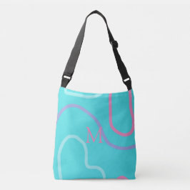 Monogrammed Aqua Pink Violet Moderne Design Crossbody Tas