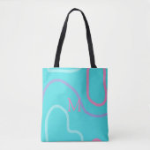 Monogrammed Aqua Pink Violet Moderne Design Tote Bag (Voorkant)