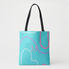 Monogrammed Aqua Pink Violet Moderne Design Tote Bag