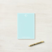 Monogrammed Aqua Post-it® Notes (Op bureau)
