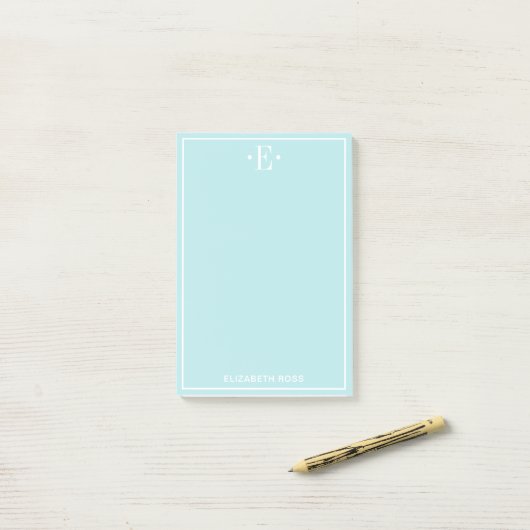 Monogrammed Aqua Post-it® Notes (Op bureau)