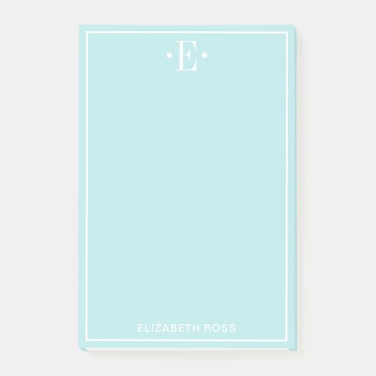 Monogrammed Aqua Post-it® Notes (Voorkant)