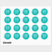 Monogrammed Aqua Ronde Sticker (Vel)