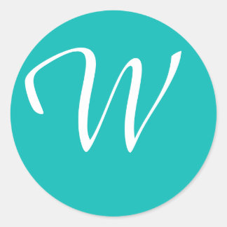 Monogrammed Aqua Ronde Sticker