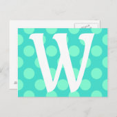 Monogrammed Aquamarine-Stippen Briefkaart (Voorkant / Achterkant)