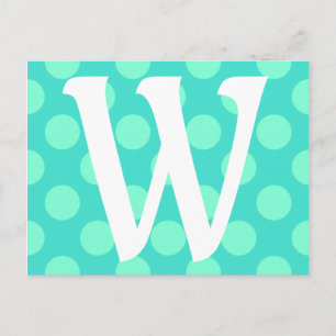Monogrammed Aquamarine-Stippen Briefkaart