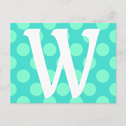 Monogrammed Aquamarine-Stippen Briefkaart (Voorkant)