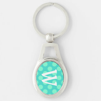 Monogrammed Aquamarine-Stippen Sleutelhanger