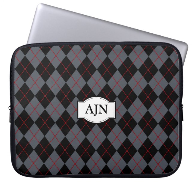 Monogrammed Argyle Laptoptas Laptop Sleeve (Voorkant)