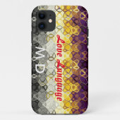 Monogrammed Art Abstract Fractal Black Fun Case-Mate iPhone Case (Achterkant)