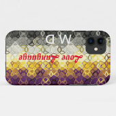 Monogrammed Art Abstract Fractal Black Fun Case-Mate iPhone Case (Achterkant (horizontaal))