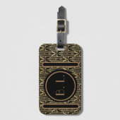 Monogrammed Art Deco Bagagelabel (Voorkant (verticaal))