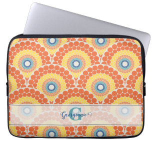 Monogrammed Art Deco Egeïsche Zomer Stralende Mand Laptop Sleeve