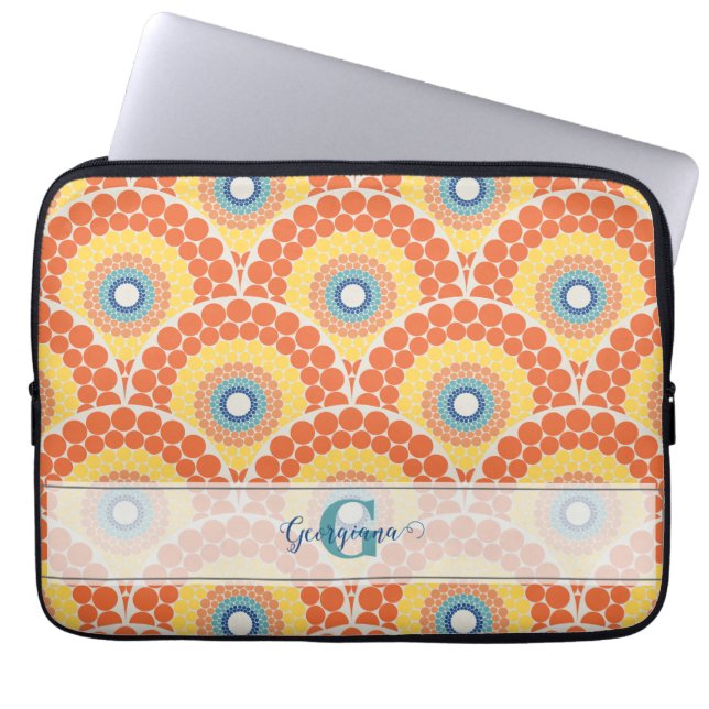 Monogrammed Art Deco Egeïsche Zomer Stralende Mand Laptop Sleeve (Voorkant)