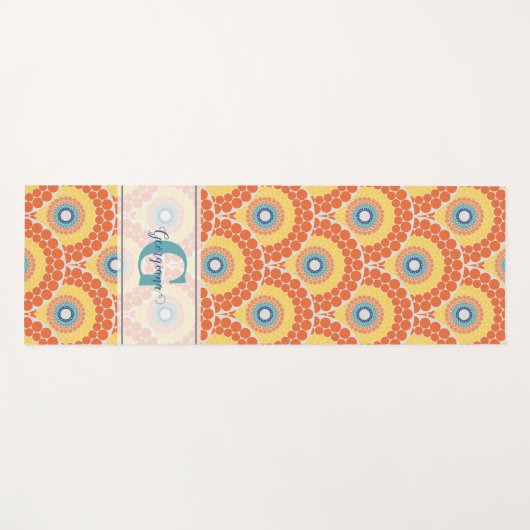 Monogrammed Art Deco Egeïsche Zomer Stralende Mand Yogamat (Voorkant (horizontaal))