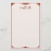 Monogrammed Art Nouveau Red Boundery Briefpapier (Voorkant)