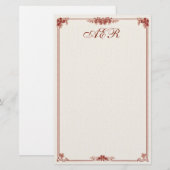 Monogrammed Art Nouveau Red Boundery Briefpapier (Voorkant / Achterkant)
